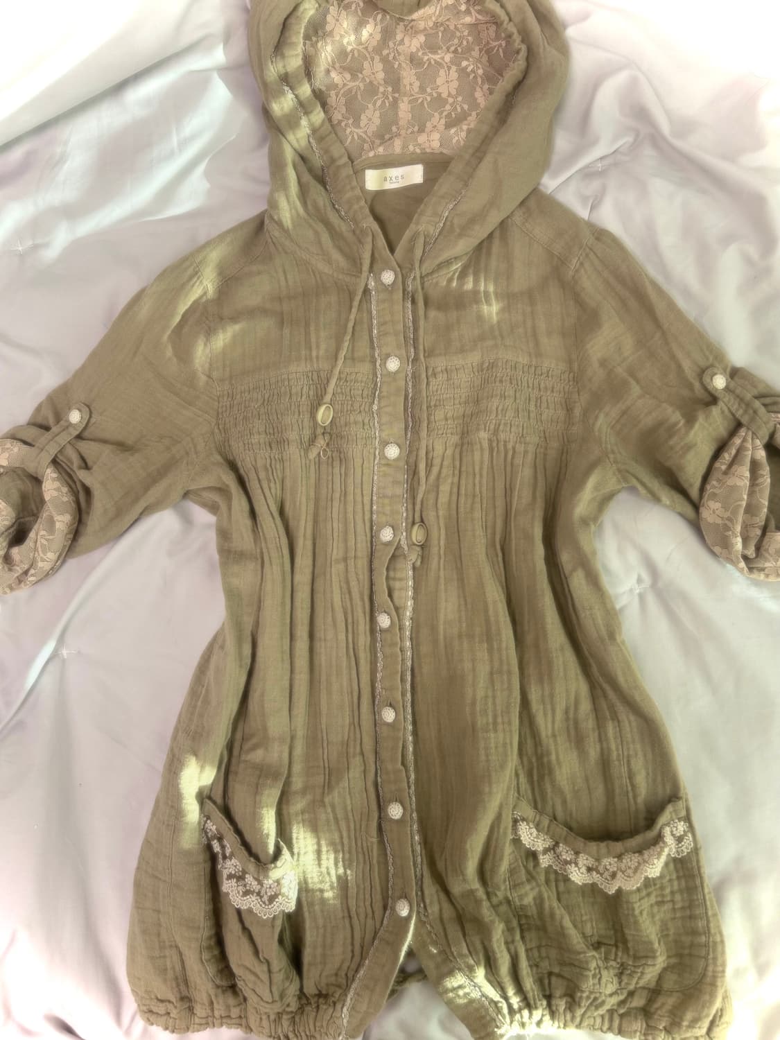 희귀 엑시즈팜 핀터깔 모리걸 카키 야상 블라우스 그런지페어리 빈티지 상품이미지5