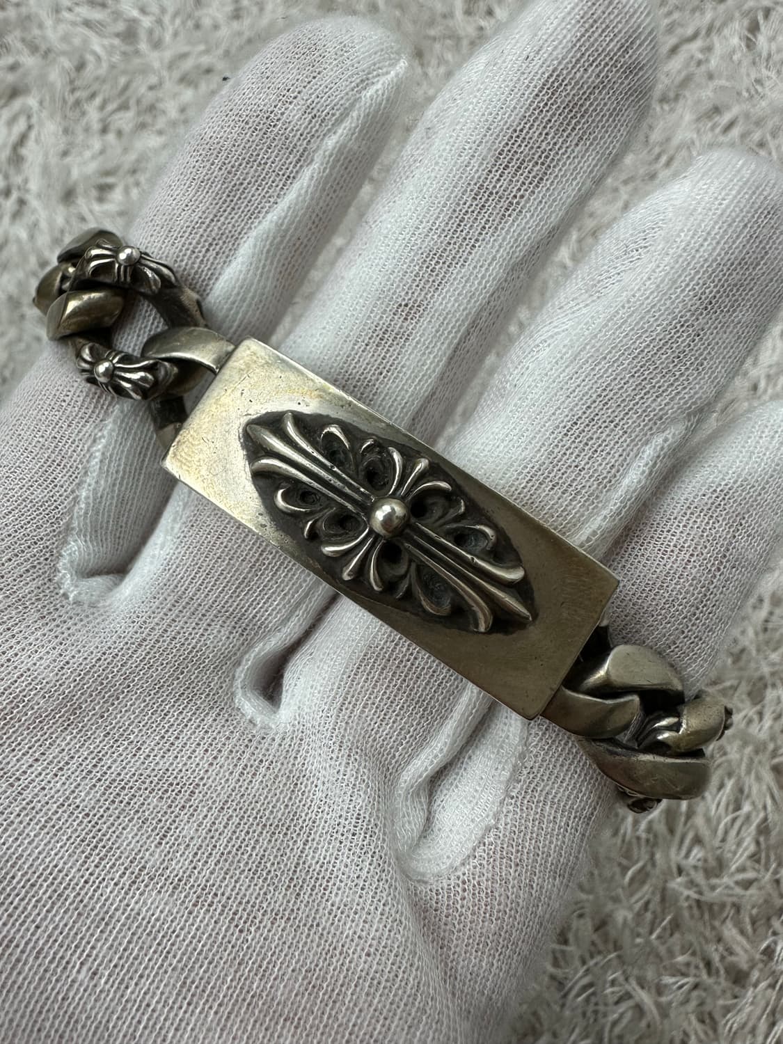 [8 Link] 정품 크롬하츠 플로랄 크로스 팬시 ID 클립 팔찌 상품이미지3