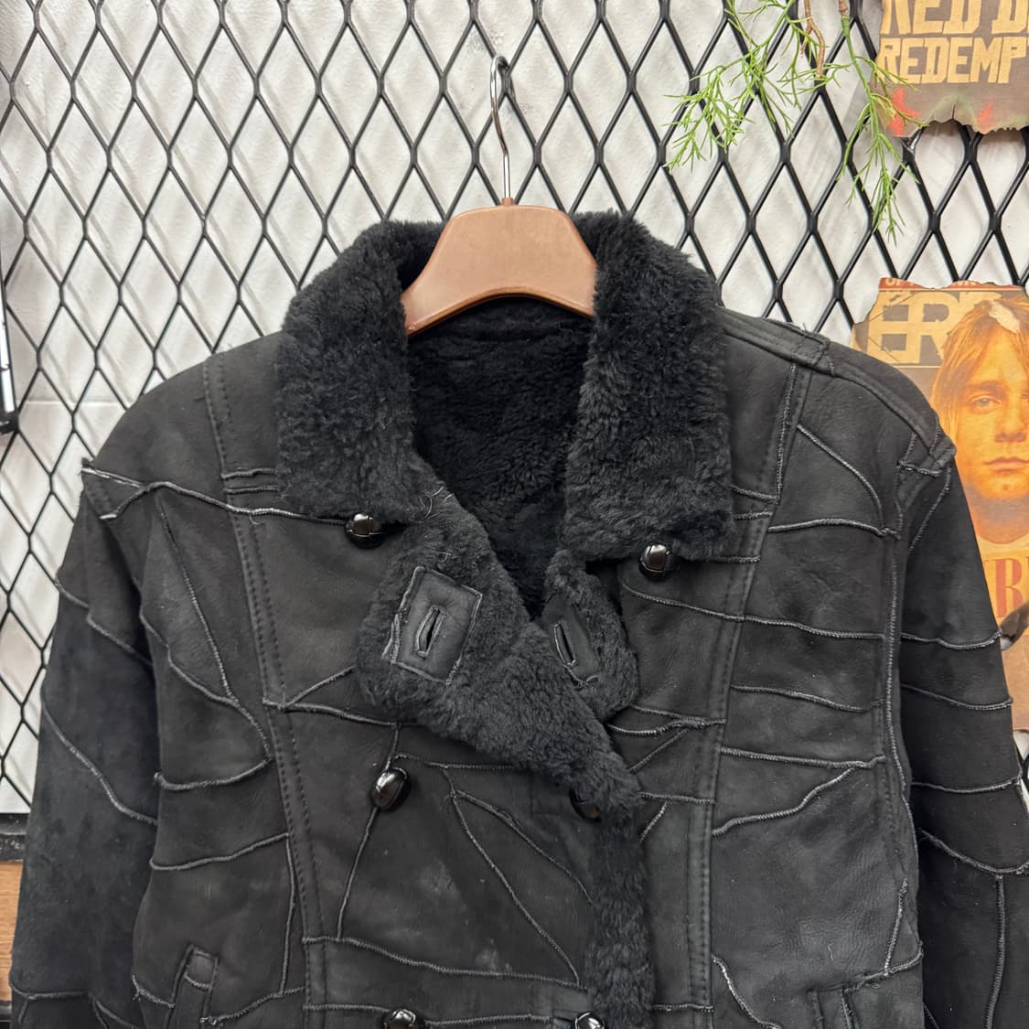 90s ROOTS 루츠 빈티지 크롭 스웨이드 퍼자켓 블랙 상품이미지3