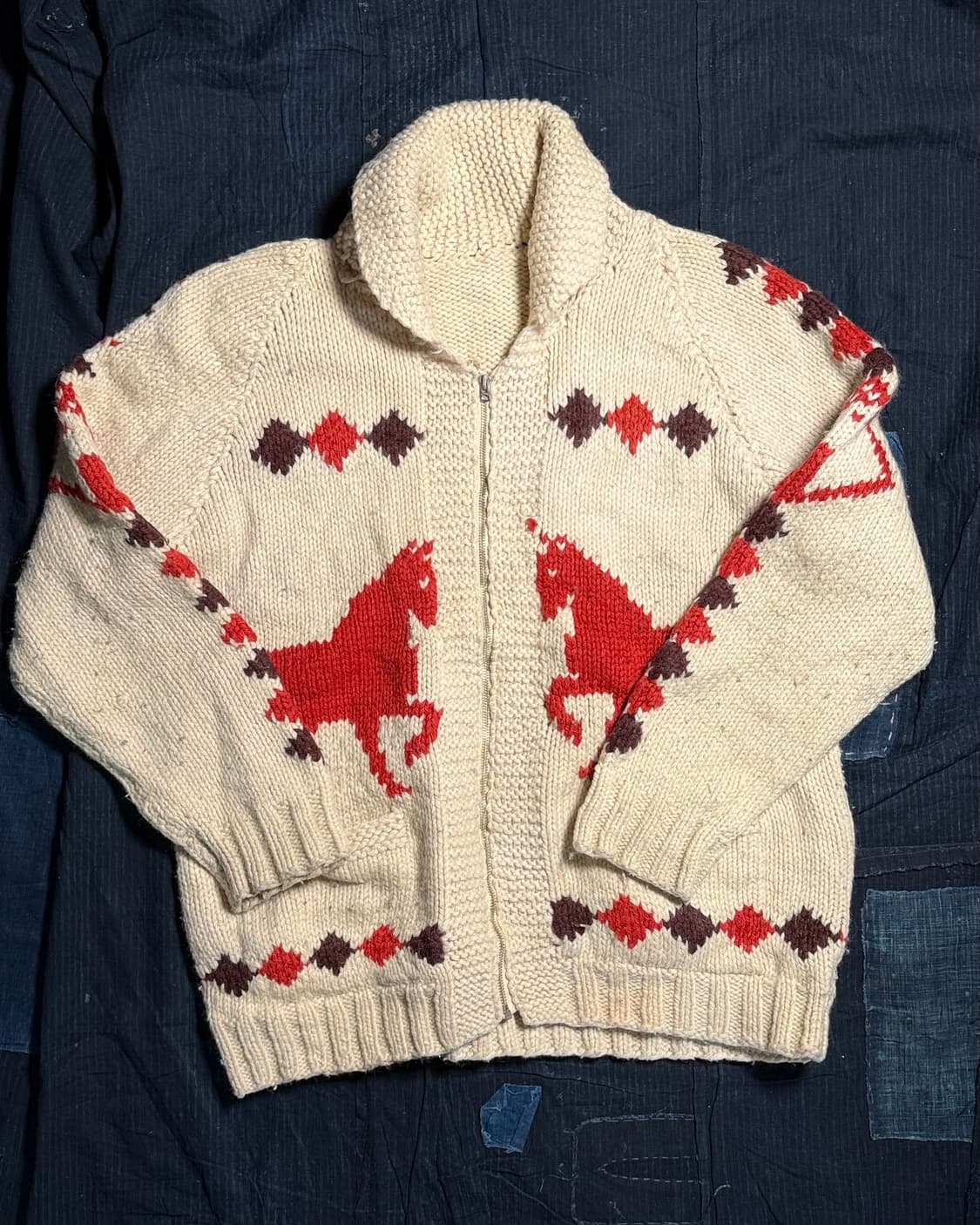 ( 60's 라이트닝 지퍼)  빈티지 홀스패턴 코위찬 스웨터 XL 상품이미지1