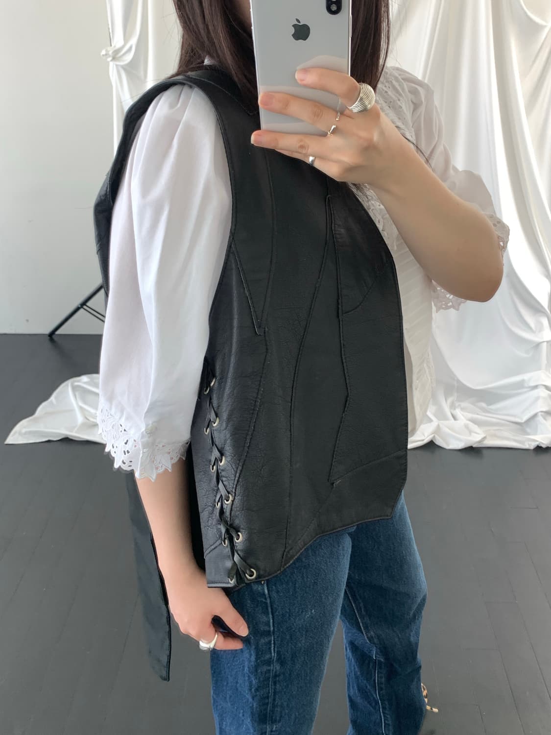 Patchwork leather vest 상품이미지4
