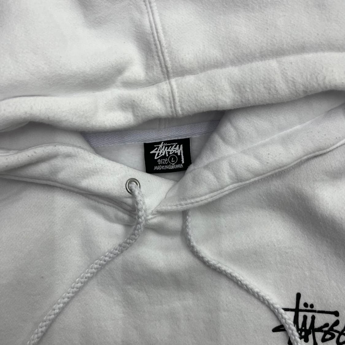 스투스 백로고 화이트 후드 L ( 세탁완료 ) 상품이미지6