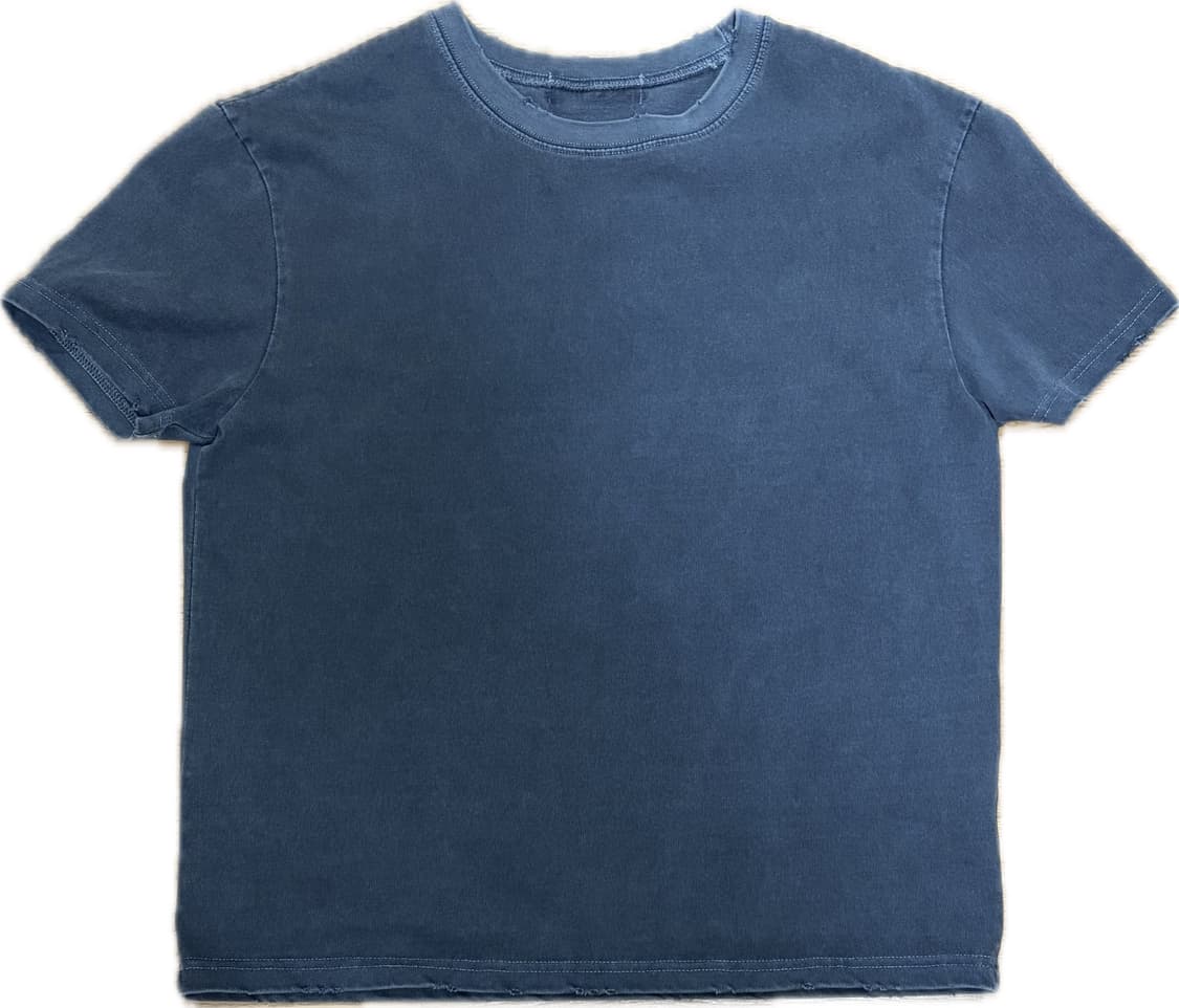 오엑스 스튜디오 피그먼트 데미지드 크롭 티셔츠 (워시드블루) 상품이미지1