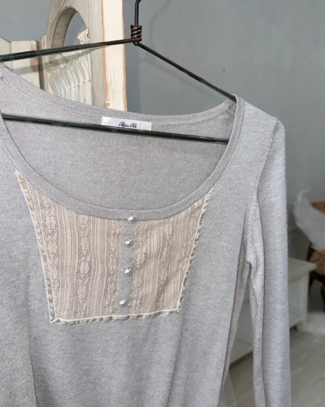Light gray point knit top 상품이미지7