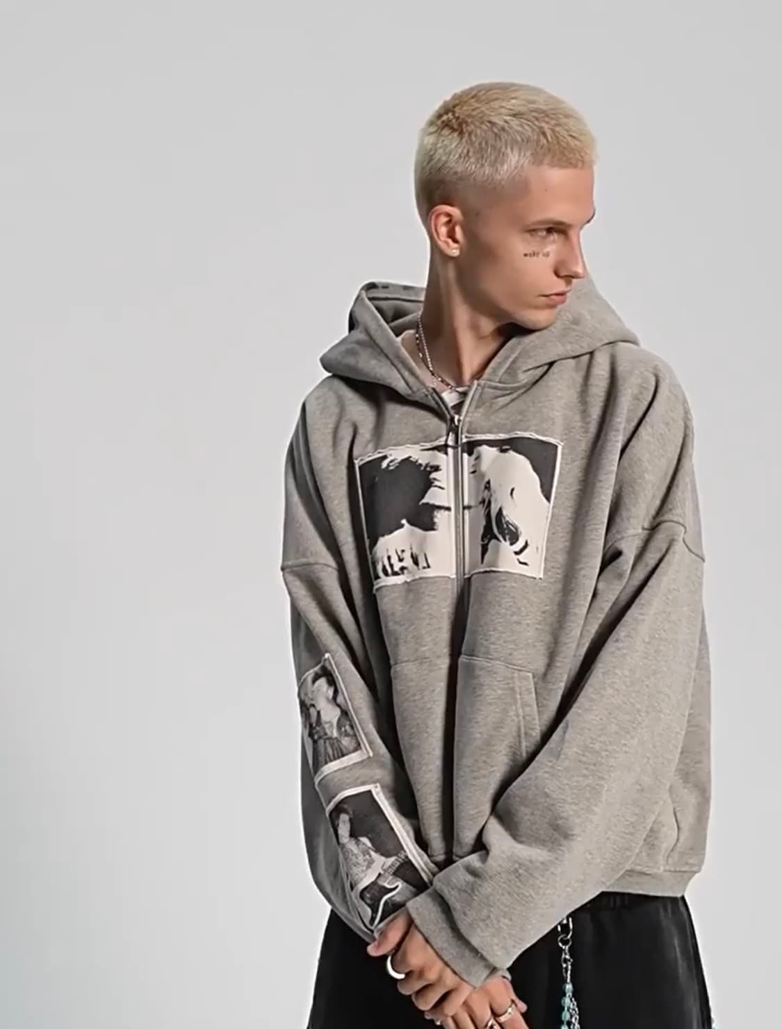 BASTARD Punk Print Hoodie 상품이미지1