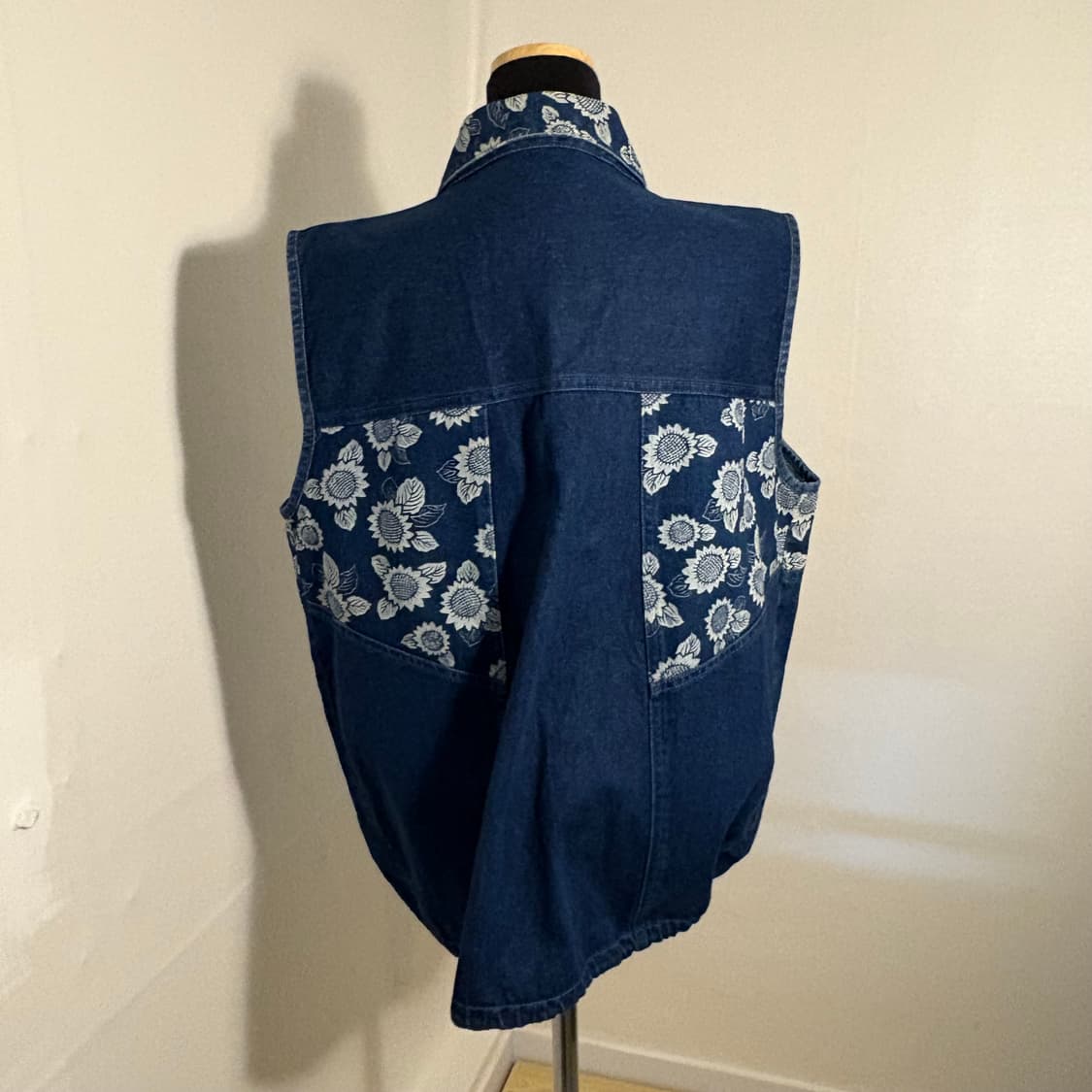해바라기 패턴 오버핏 모리 보헤미안 빈티지 청조끼 데님 베스트 상품이미지7