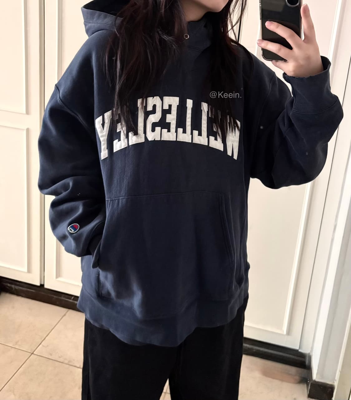 Champion pale navy hoodie 상품이미지1