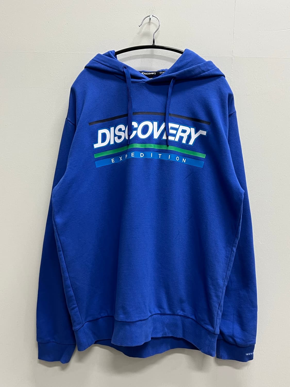 디스커버리 프린팅 로고 후드 티 블루 상품이미지2