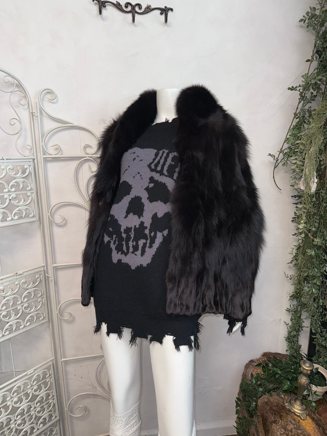 Black fox fur coat jacket 상품이미지1
