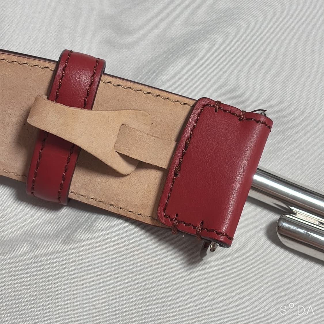 TODS 토즈 T버클 가죽 벨트 레드 상품이미지6