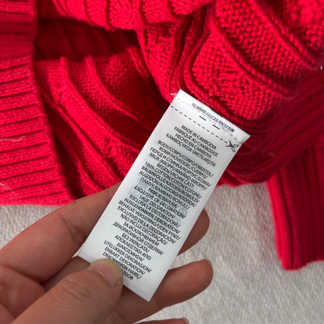 95 폴로랄프로렌 꽈배기 레드 니트 상품이미지5