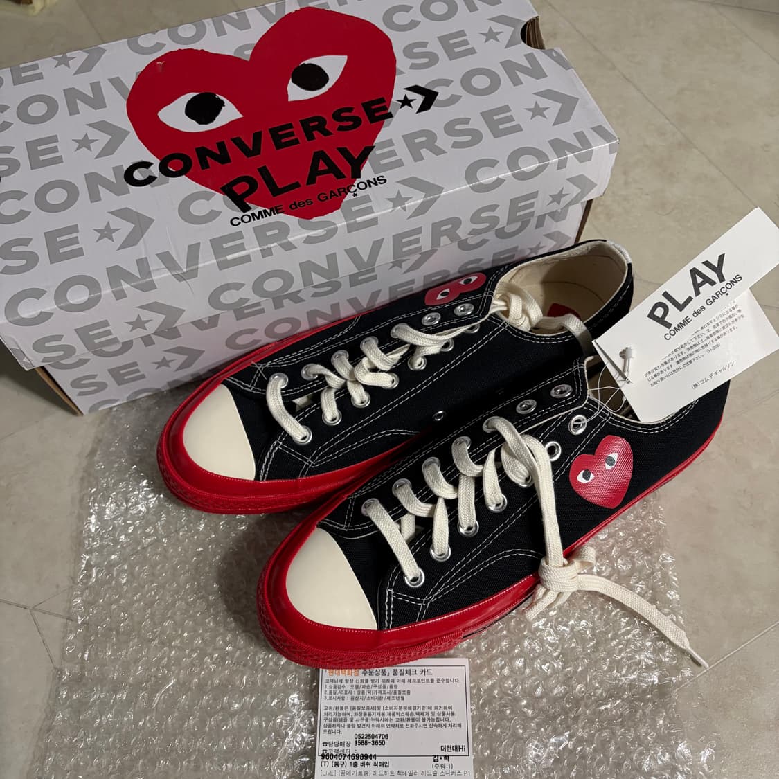 [새상품]컨버스x꼼데가르송 레드하트 척테일러 레드솔 265,270,275 상품이미지2