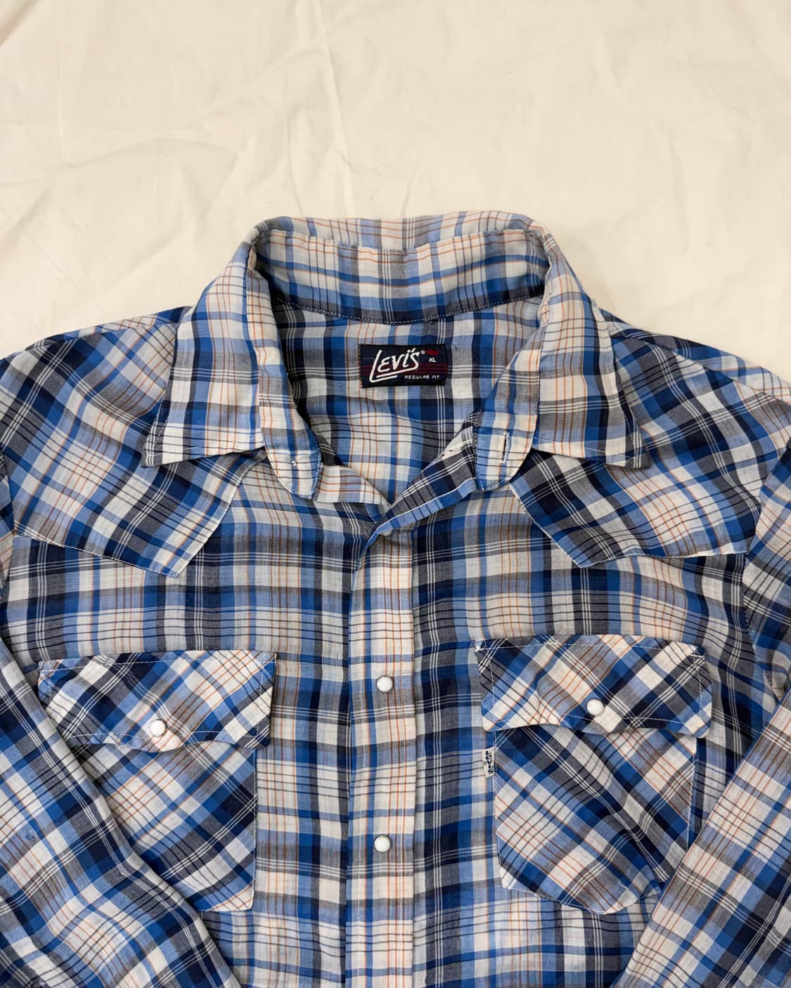 Levi’s 리바이스 빈티지 웨스턴 셔츠 블루 체크 긴팔 XL 상품이미지1