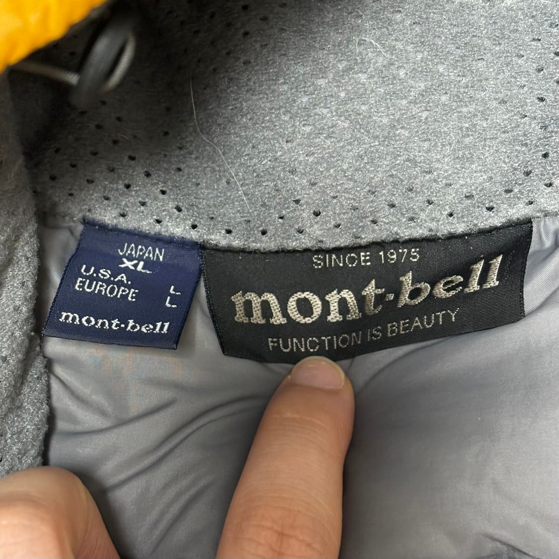 몽벨 알파인 라이트 다운 패딩 올리브 옐로우 상품이미지8