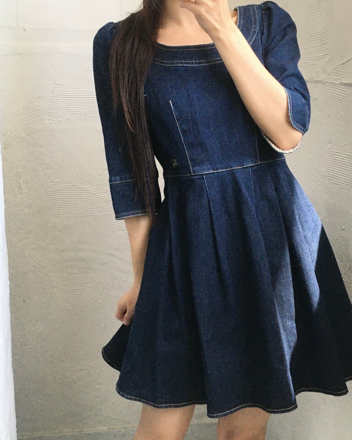 Burberry 버버리 블루라벨 데님 인디고 플리츠 원피스 상품이미지1