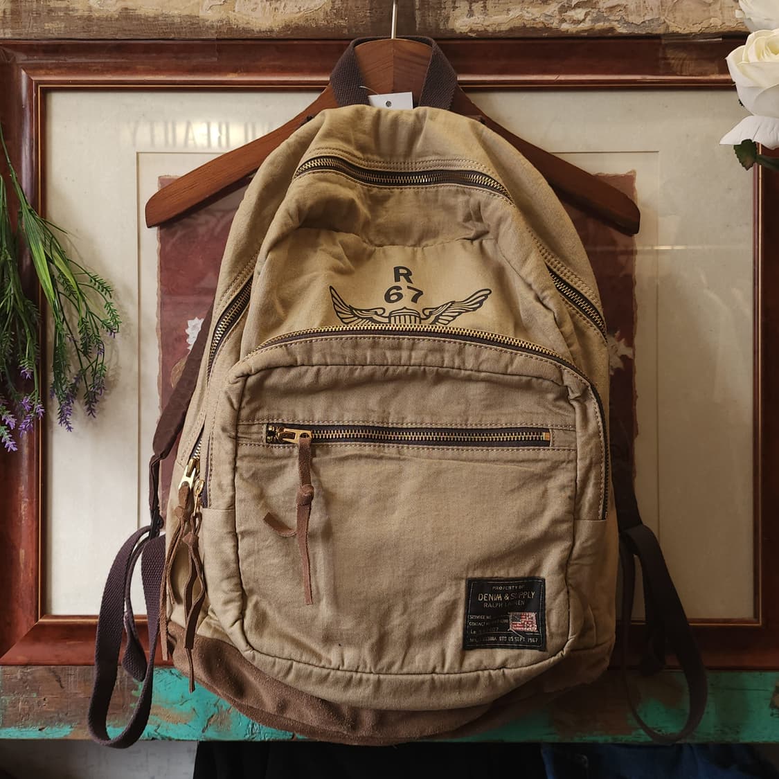 폴로 데님앤서플라이 밀리터리 백팩 캔버스 레더 백팩 상품이미지1