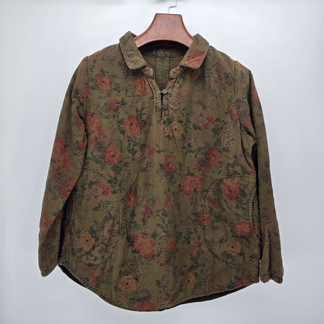 내추럴 빈티지 스타일 플라워 코튼 블라우스 상품이미지1