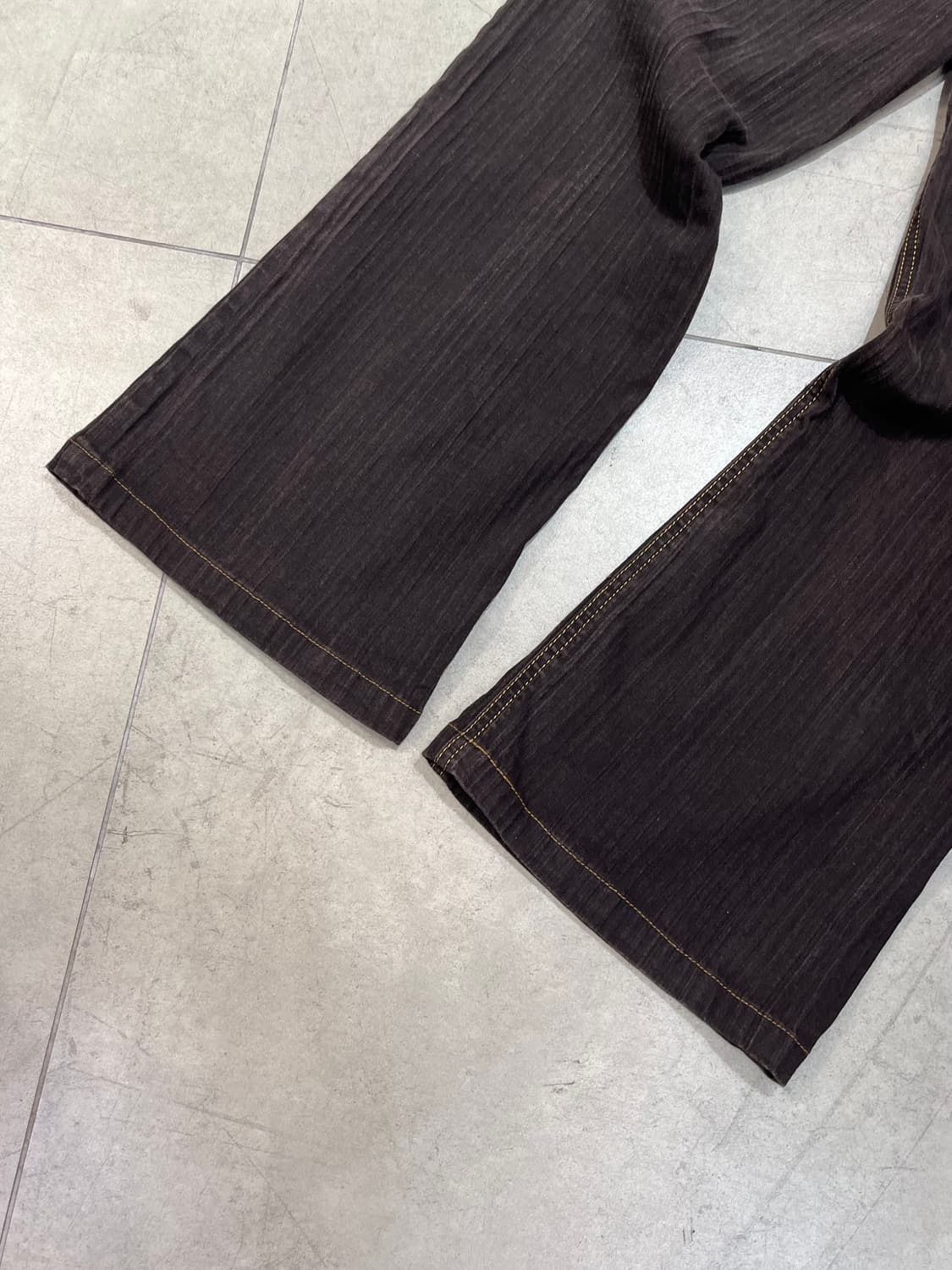 일본 빈티지 레드 스티치 스트라이프 세미 부츠컷 코튼 팬츠 상품이미지8