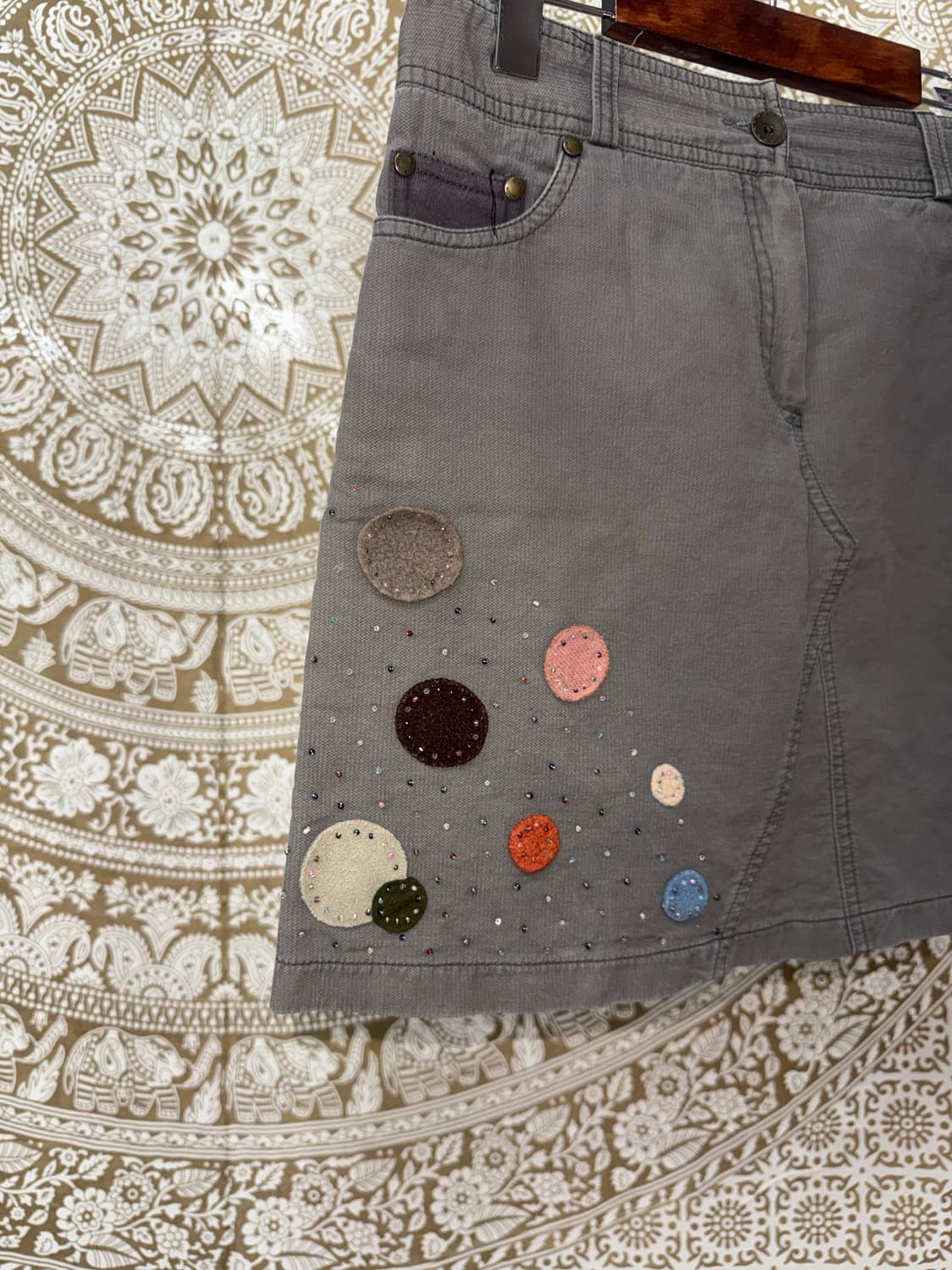 빈티지 여성 파츠 디테일 신치백 미니스커트 상품이미지4