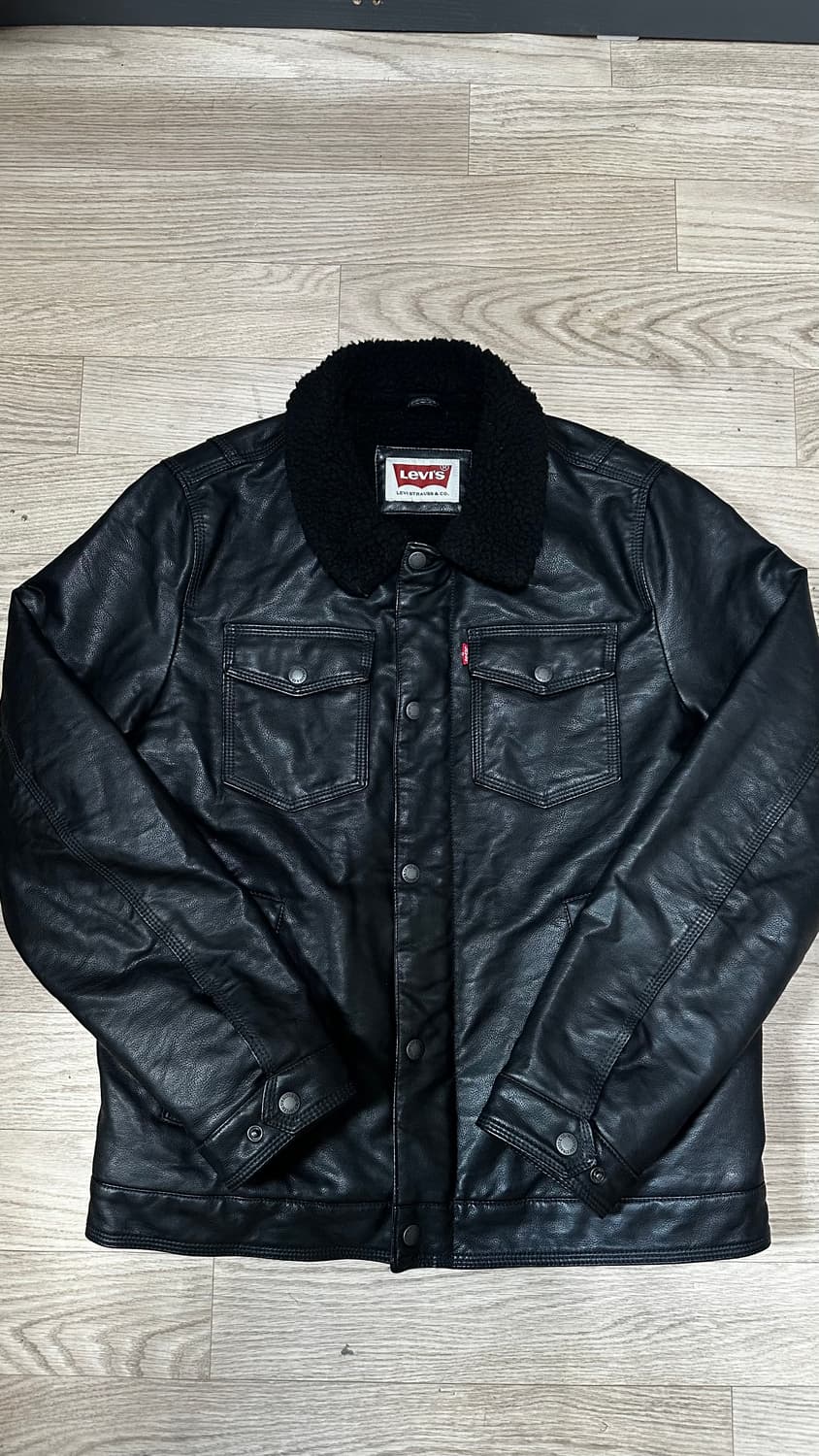 리바이스 블랙 인조 가죽 쉐르파 자켓 상품이미지1
