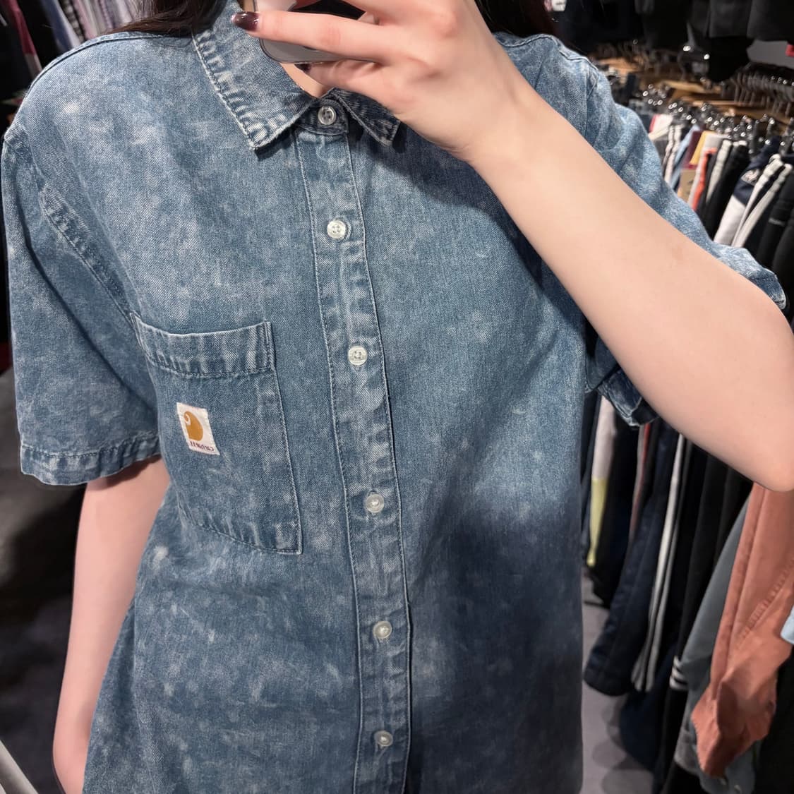 [IM] Carhartt 칼하트 워싱 데님 반팔 셔츠 상품이미지4