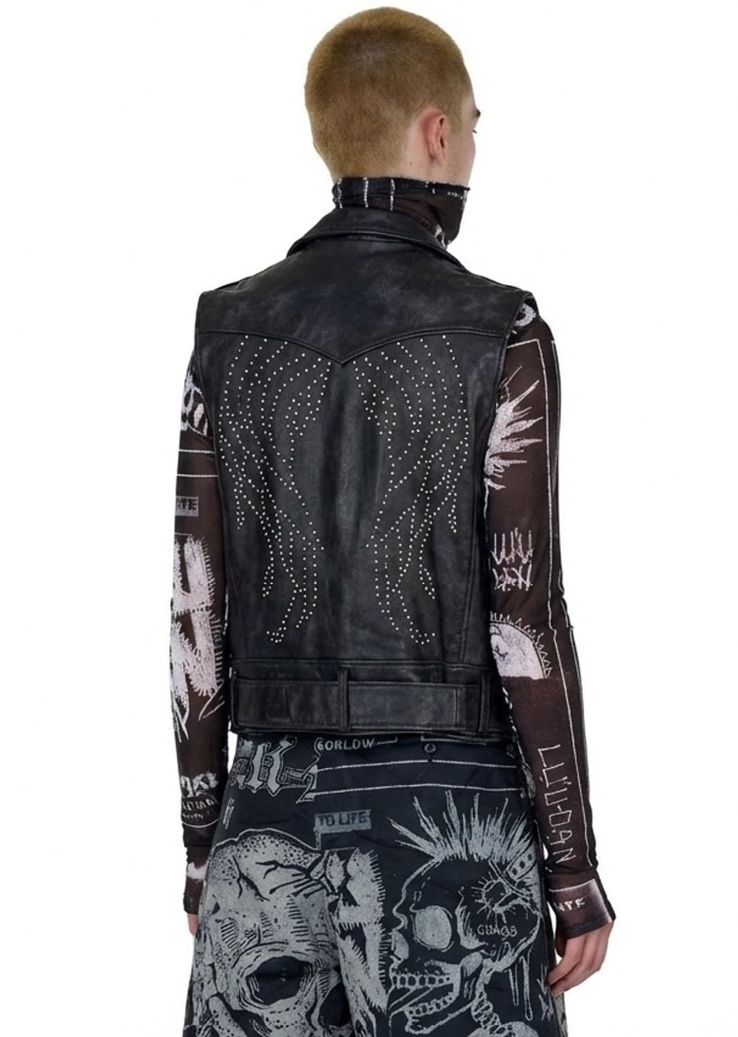 STEPPA  오버핏 메탈 엔젤윙 스터드 고급램스킨 라이더 베스트 상품이미지2