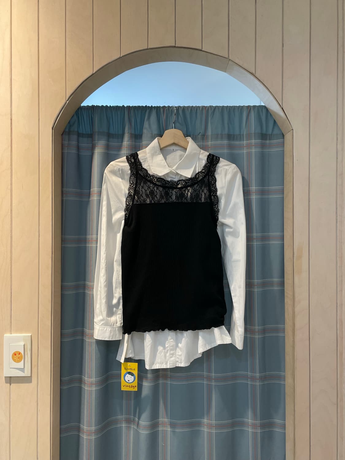 일본빈티지 블랙 레이스나시  상품이미지3