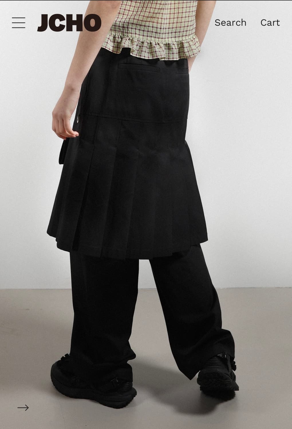 JCHO 플리츠 스커트 팬츠 블랙 S 상품이미지5