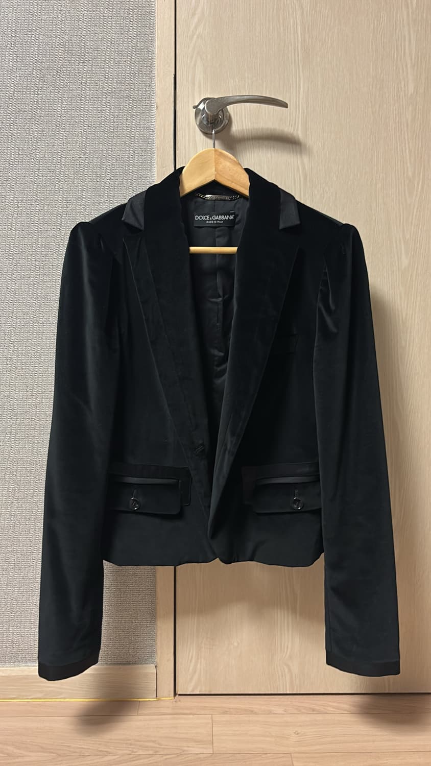 돌체앤가바나 블랙 사틴 벨벳 블레이저 46사이즈 상품이미지1