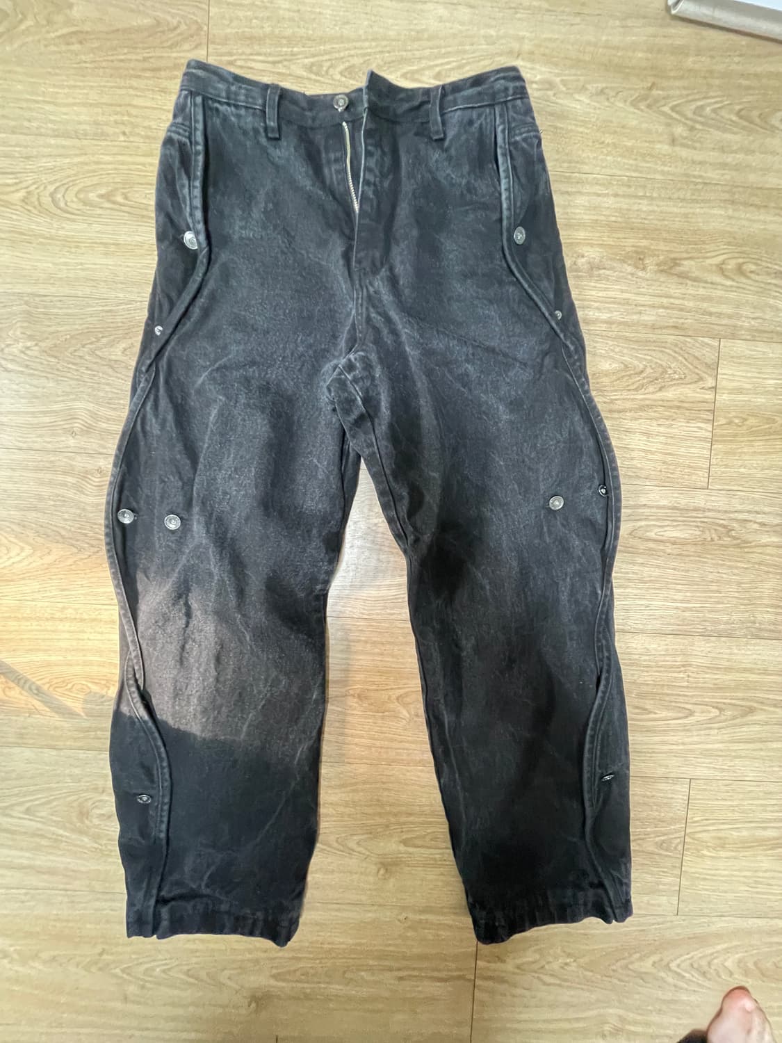 (1)산산기어 코튼 웨이브 팬츠 블랙 상품이미지5