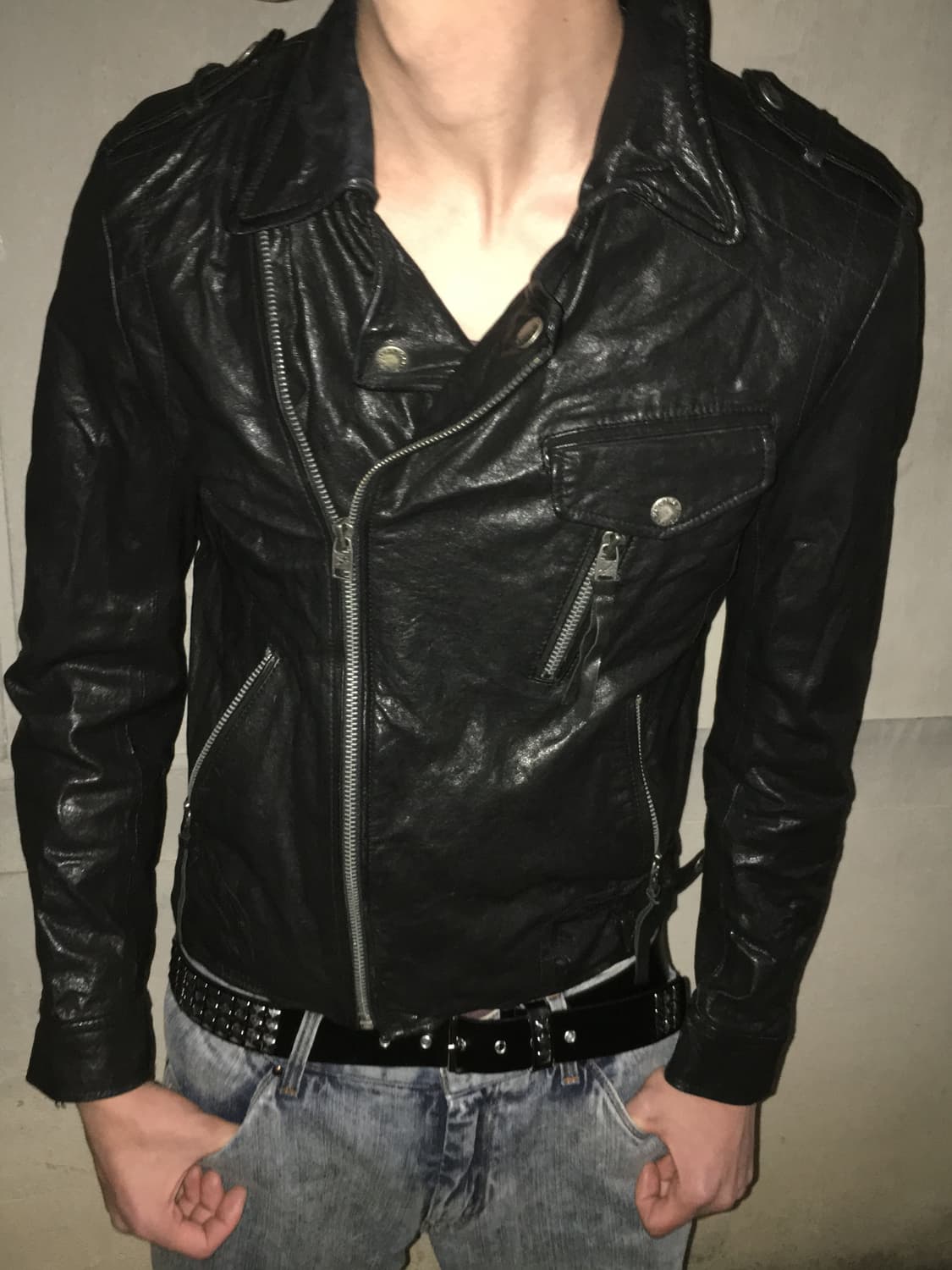 Black leather jacket 상품이미지2