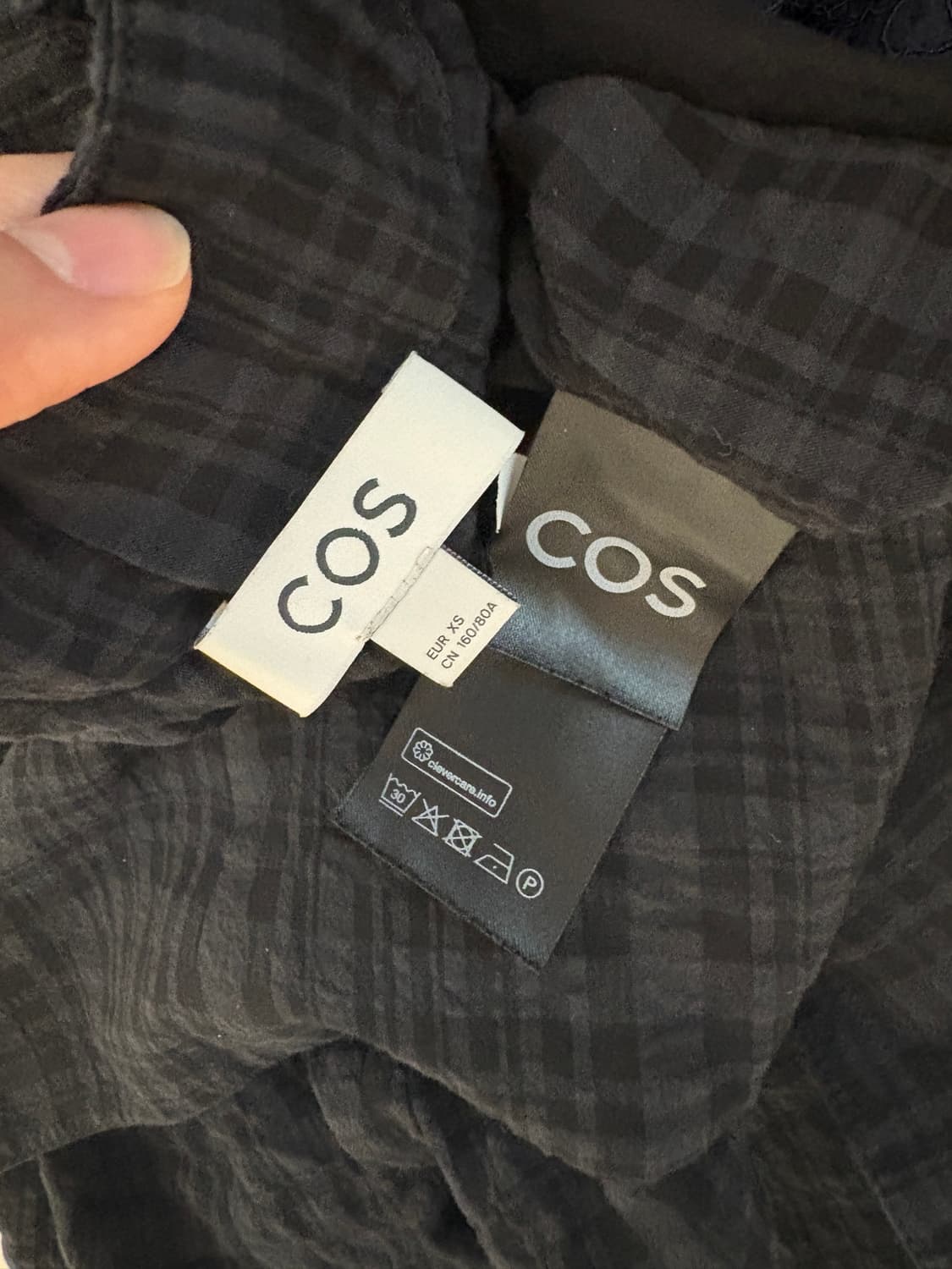 COS 코스 셀프타이숄더 체크원피스 상품이미지6