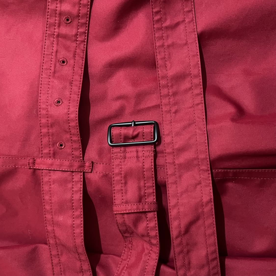 코치(Coach) 리얼 레더 로고패치 벨티드 트렌치 코트 (버건디/M) 상품이미지7