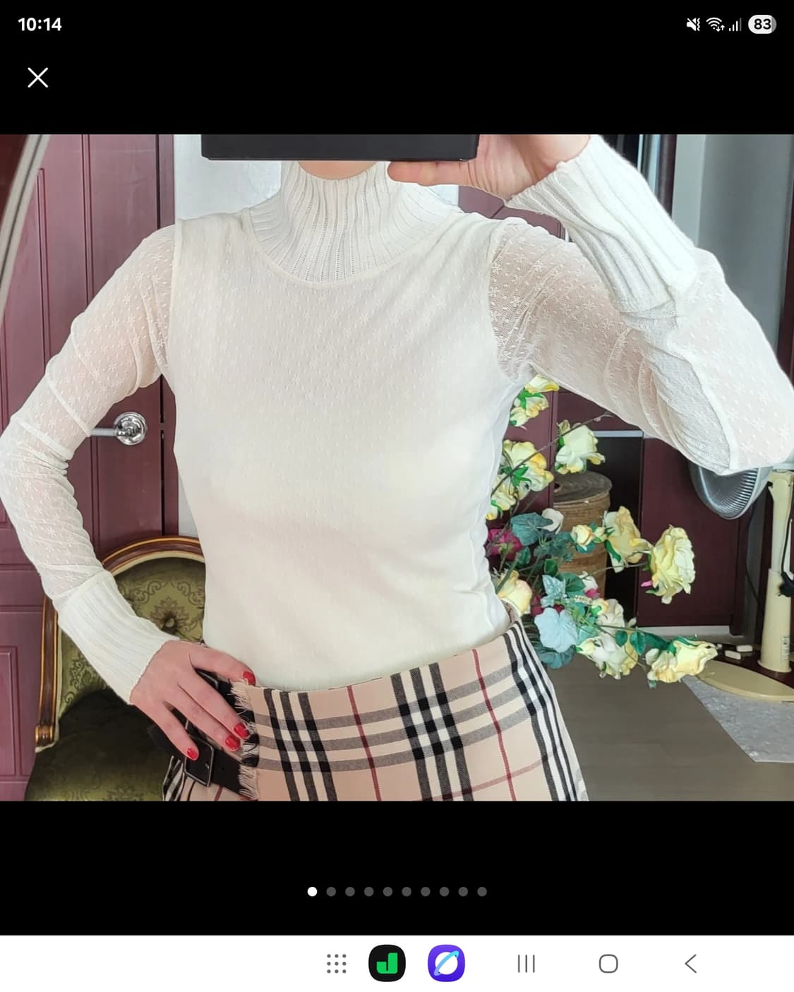 프랑스 모르간 메쉬 레이스 망사 티셔츠  상품이미지1