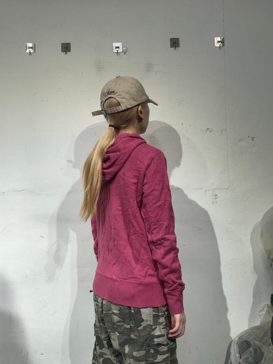 챔피온 버건디 후드 집업 로고 져지 M 상품이미지3