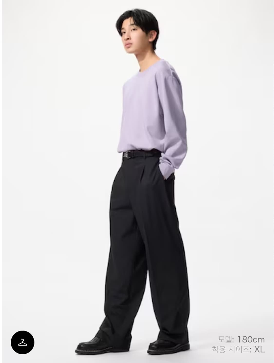 [2XL] 유니클로 탁 와이드 정장바지 슬랙스 긴기장 블랙 상품이미지1