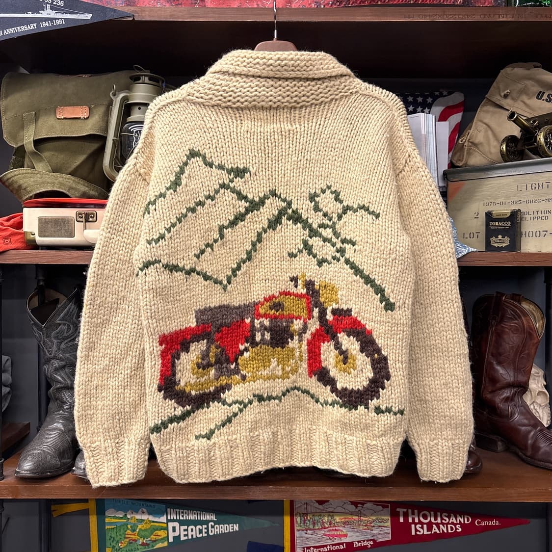 90s canadian sweater 바이크패턴 오리지널 코위찬 N101 상품이미지2