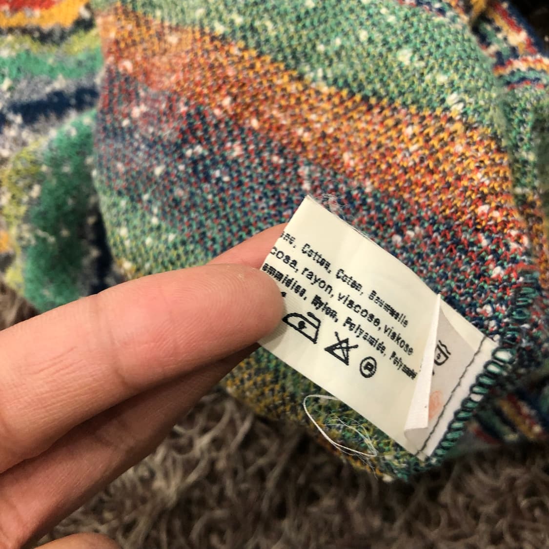 100 미쏘니 멀티컬러 스트라이프 패턴 니트 반팔 티셔츠 상품이미지5