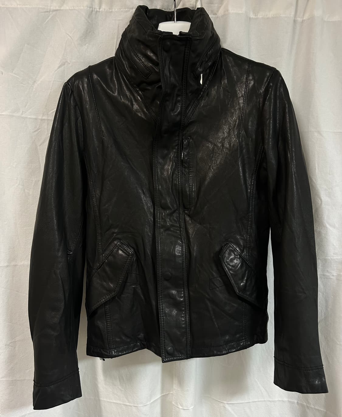 램스킨 슬림핏 히든후드 자켓 블랙 상품이미지1