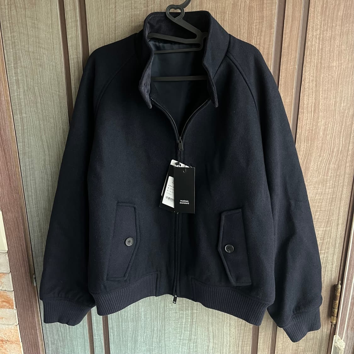 [새상품] 무신사 스탠다드 울 블렌드 해링턴 재킷 네이비 상품이미지1