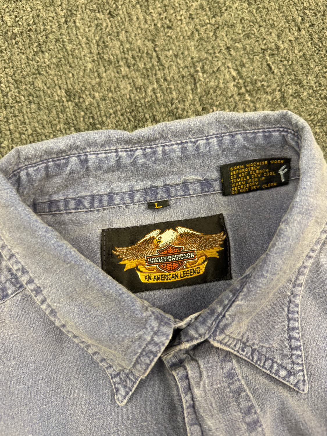 L)할리데이비슨 빈티지 90주년 프린팅 포캣 반팔 셔츠 상품이미지6