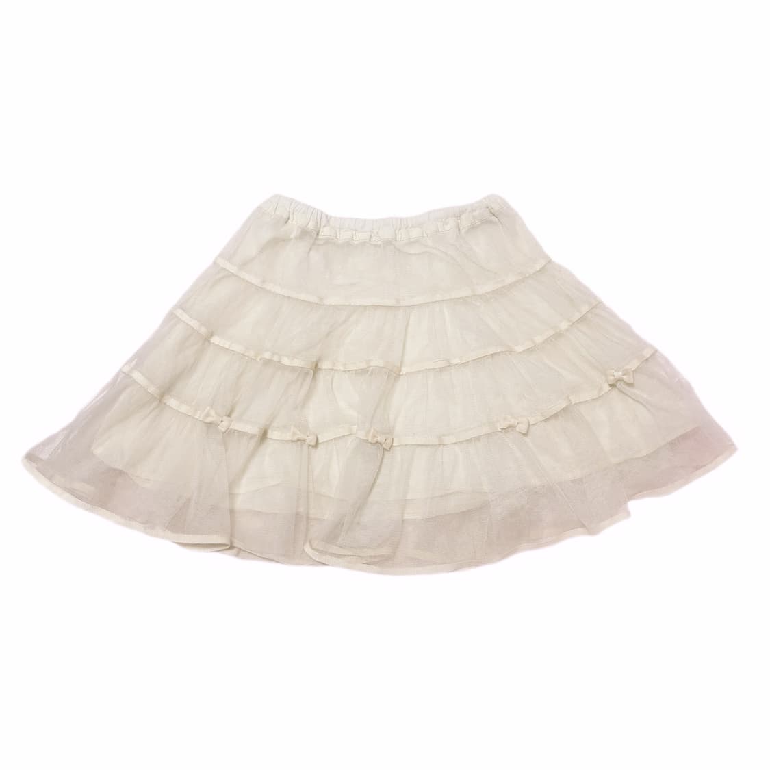 일본 히메갸루 핀터깔 화이트 리본 포인트 3단 캉캉 미니스커트 상품이미지1