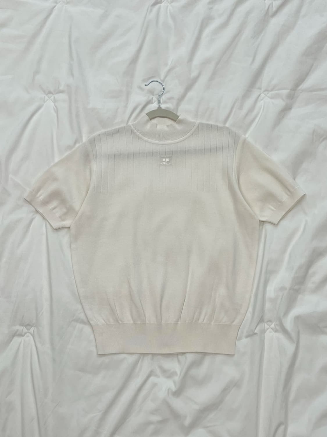 courreges / 꾸레쥬  화이트 로고 반팔 니트     상품이미지3