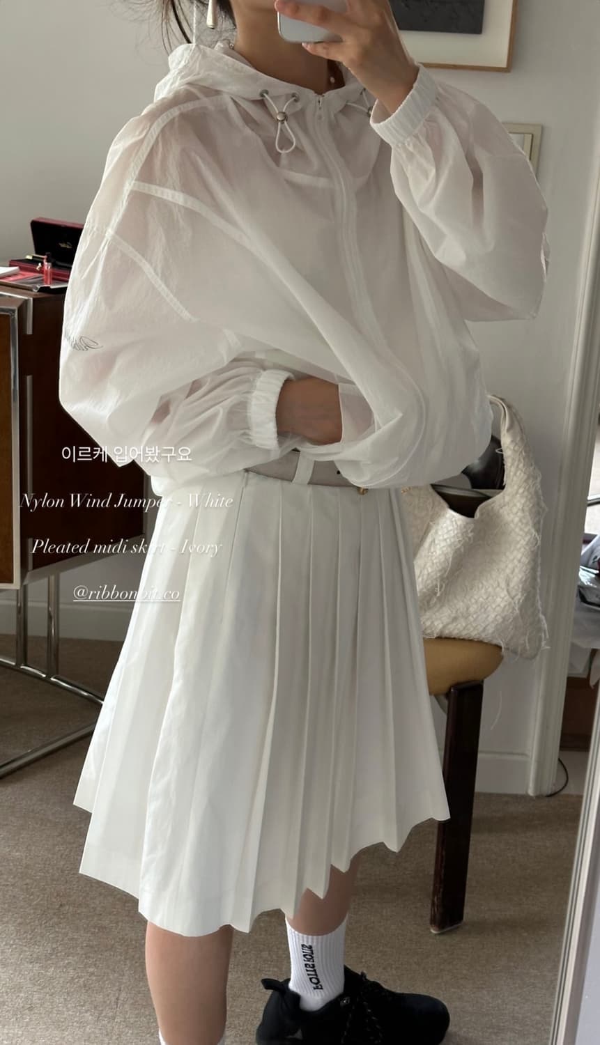 리본빛 Nylon Wind Jumper 윈드 점퍼 화이트 상품이미지4
