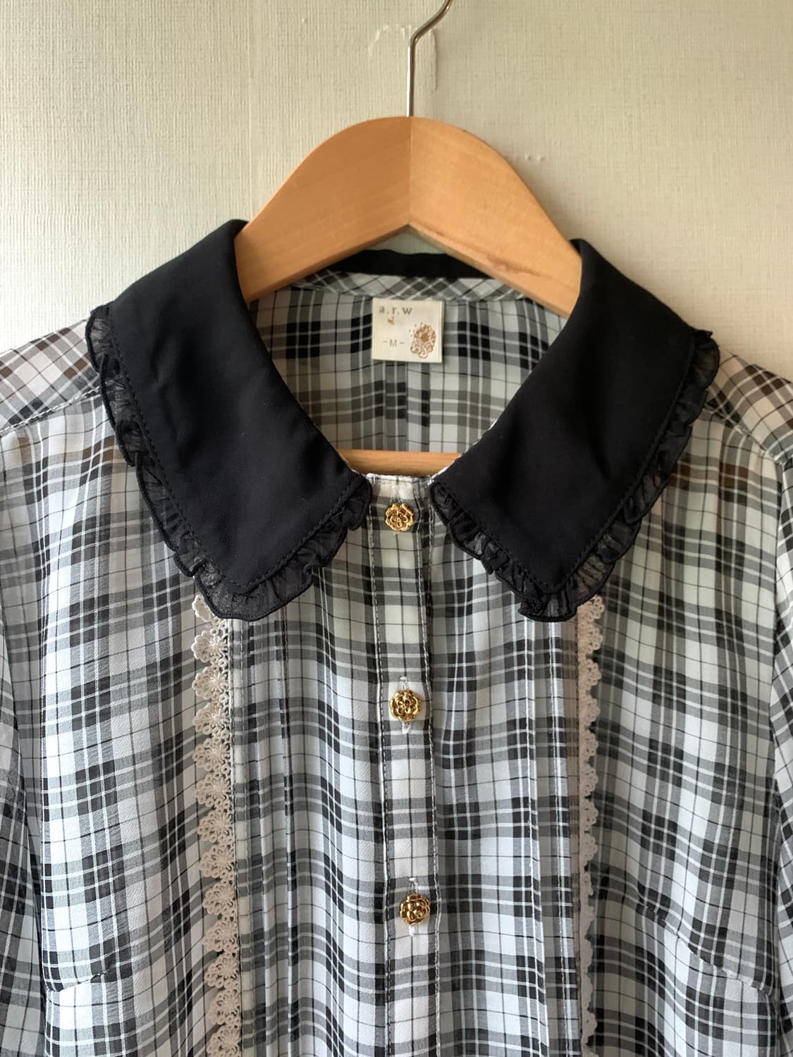 vintage check lace blouse 상품이미지2