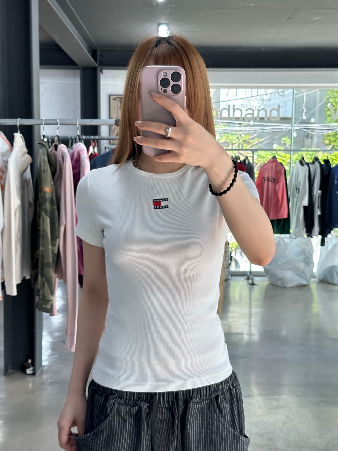 타미힐피거 진스 골지 반팔티셔츠 상품이미지1