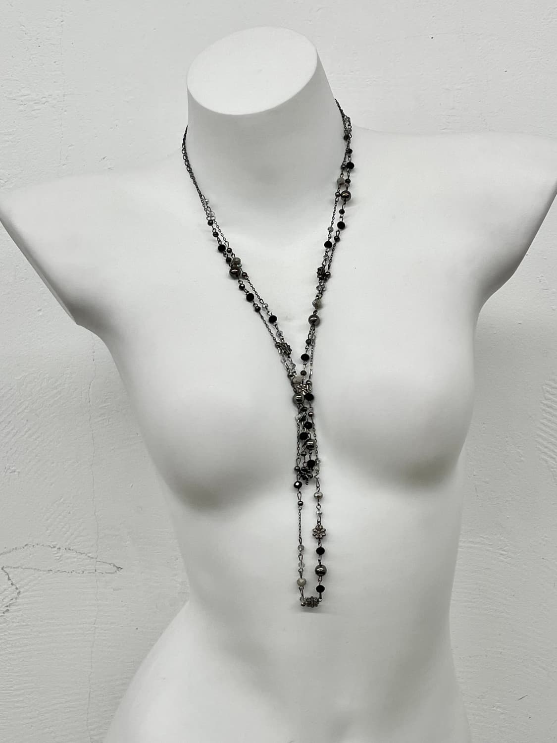 블랙 원석 레이어드 네크리스 상품이미지1