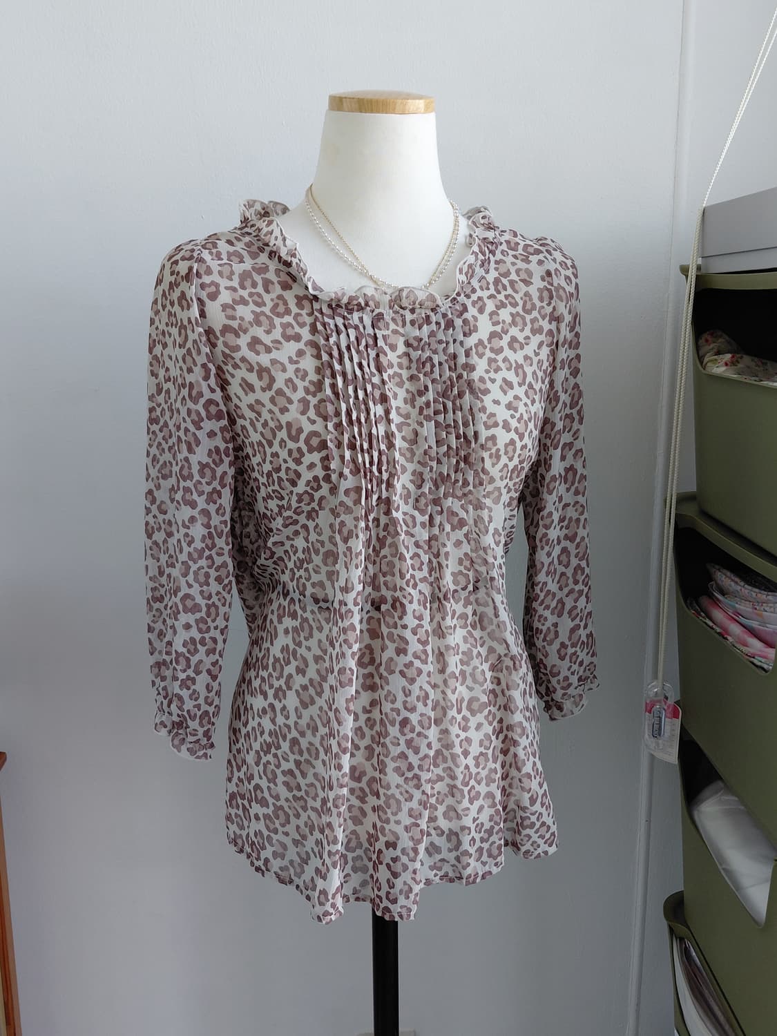[빈티지] 레오파드 쉬폰 블라우스 7부 상품이미지1