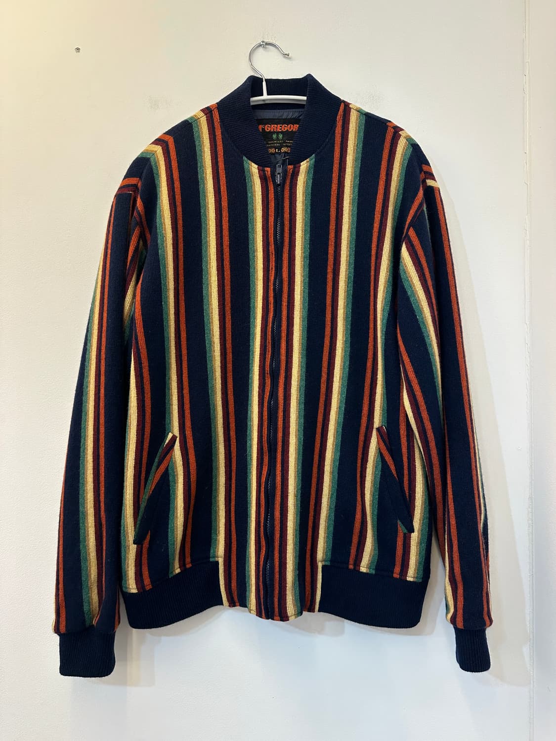 L) 맥그리거 빈티지 세로 스트라이프 니트 집업 상품이미지1