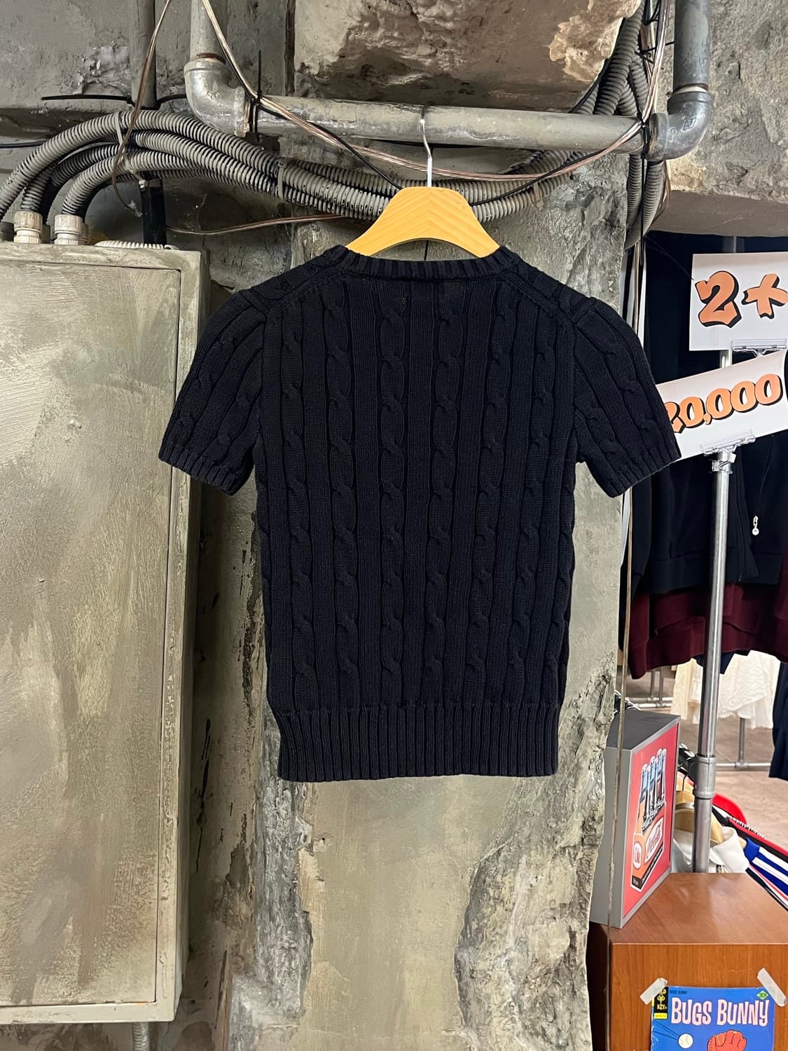 폴로 랄프로렌 꽈배기 반팔 니트 블랙 XS #csz3685 상품이미지2